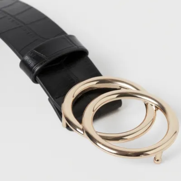 H&M NWOT Black Belt with Gold Hardware Size M - Picture 2 of 8
